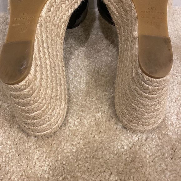 VALENTINO Garavani Mena Patent Bow Espadrille Wedges Black sz 40 - Picture 9 of 10